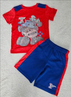 ✅️ Toddler Boy 2pc Monster Truck Print Outfit• Size 4T• Good Condition• $5firm