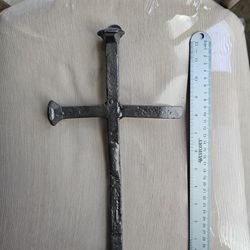 Large Railroad Spikes Cross