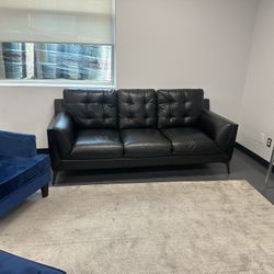Black Faux Leather Couch 