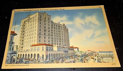 Linen Postcard AH B774 Buccaneer Hotel Seawall Boulevard Galveston Texas 1947