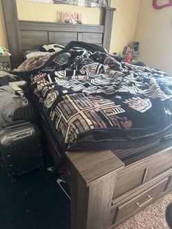 Queen Size bed with matress and storage boxes