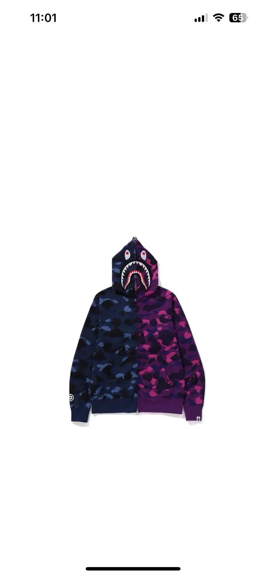 A Bathing Ape Bape Camo Shark Full Zip Size X-Large