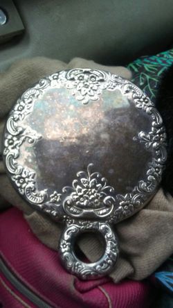 Silver hand mirror
