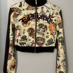 Ed Hardy Women's Shrunken Flashboard Cropped Track Jacket