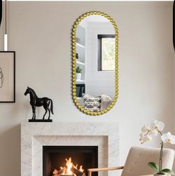Modern decorative mirror brand new with gold beaded frame