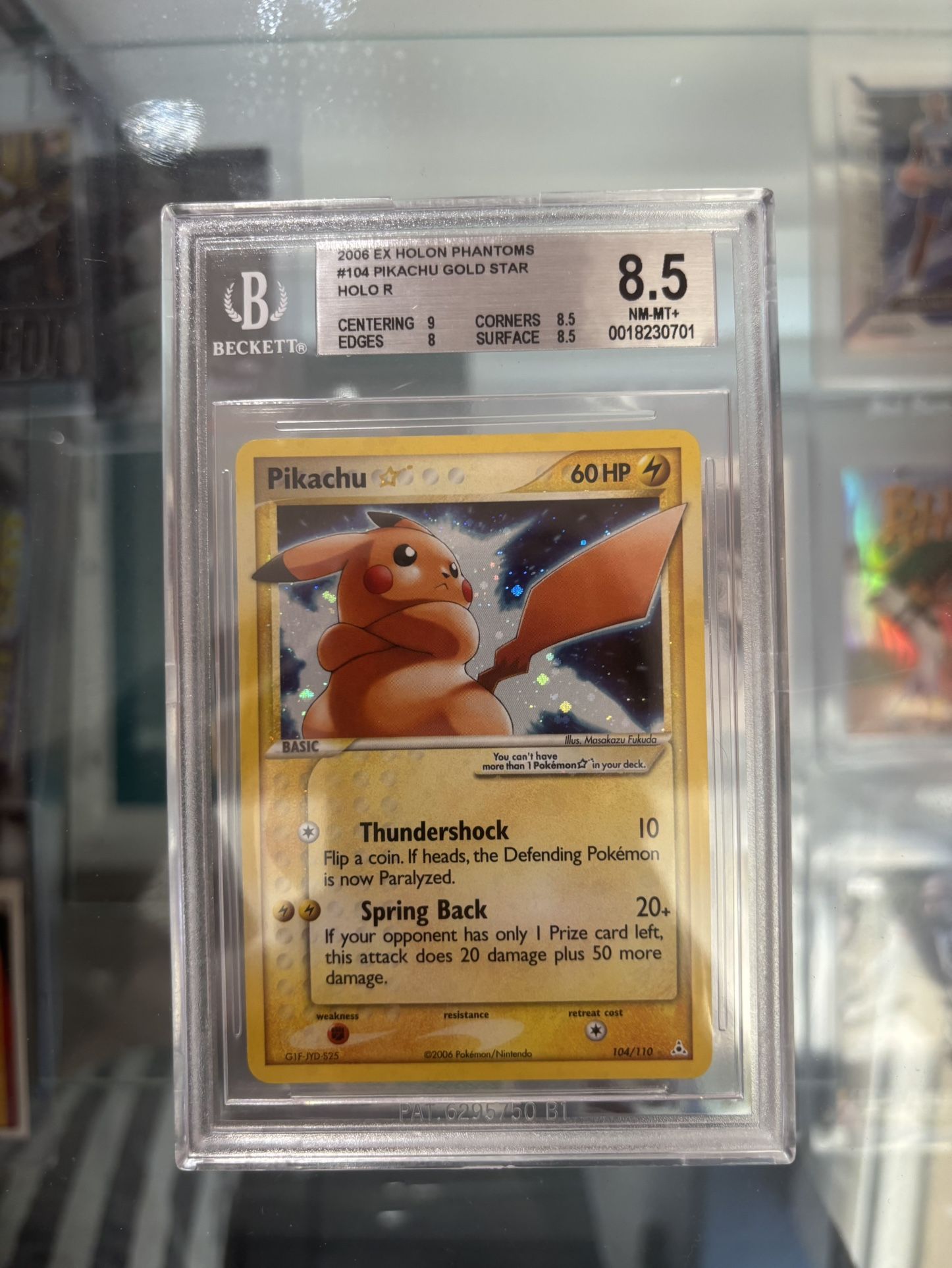 2006 Pokemon Ex Holon Phantoms Gold Star #104 Pikachu Holo R BGS 8.5 NM+