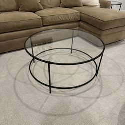 Glass coffee Table & Side Table Set - Black