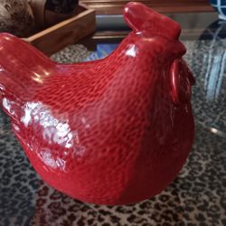 Red Porcelain Chubby Rooster 