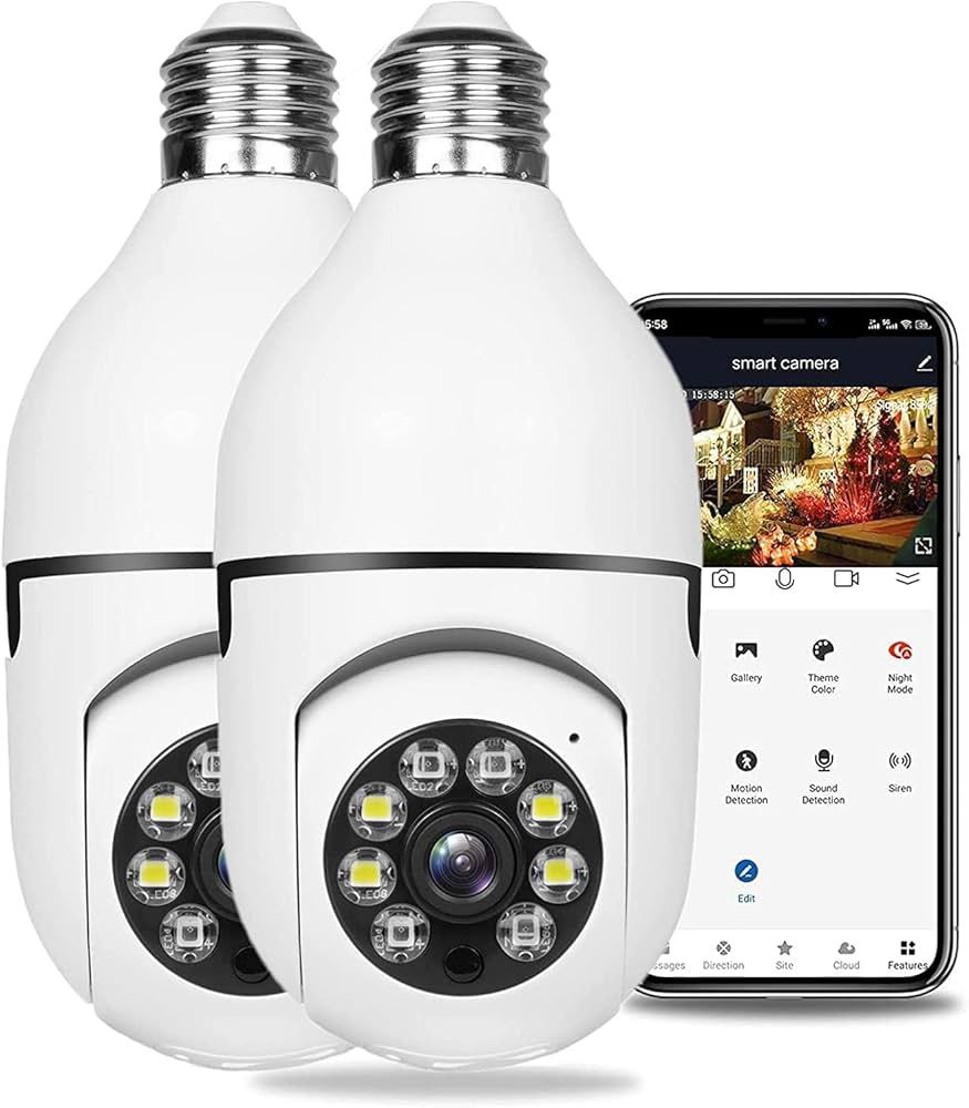 One New Swivel Wi-Fi Security Camera Light Bulb Motion Detection