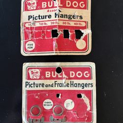 Vintage 2 Bull Dog Picture & Frame Hangers Original Cards