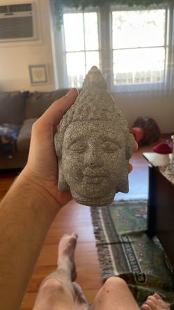 Stone Buddha Head Sculpture – Peaceful Home Décor Accent