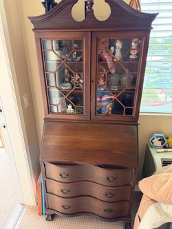 Antique Mahogany Secretary Desk with Hutch
