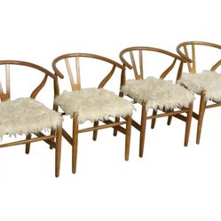 flokati wishbone chairs