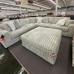 Take Home Pay Later Only $39 Down Payment 🌟L Shaped Modular Oversize Corduroy Sectional Couch Set 