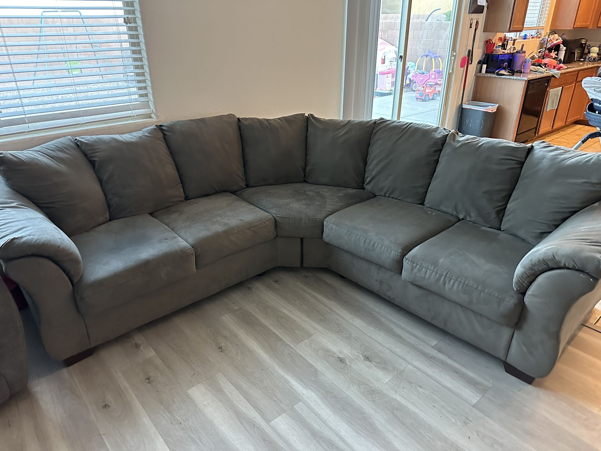 Large Grey Suede Couch