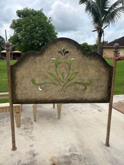 Decorative Metal Headboard with Floral Cutout