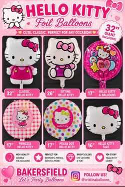 Hello kitty foil balloons / helium included with price