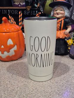 Rae Dunn Good Morning Stainless Steel Tumbler 17oz Cream Insulated Travel Cup