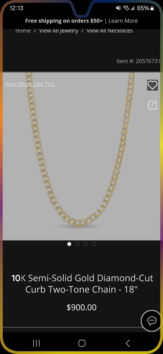 Gold Necklace 18in Diamond Cut