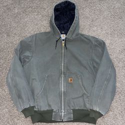 Carhartt Jacket Mens Army Green Distressed Fade Travis Scott Grunge Heavy