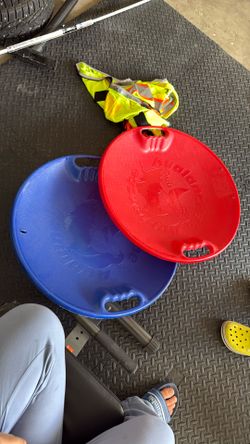 Two Sleds, Red And Blue