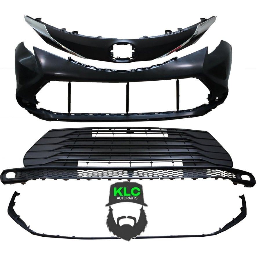 For 2021 2022 2023 2024 Toyota Sienna XLE Front Bumper with Lower Grille Molding Valance Assembly Set