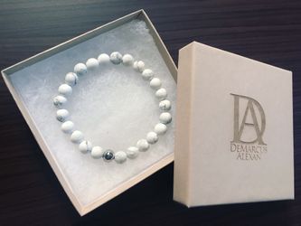 DeMarcus Alexan White Marble Stone Bracelet