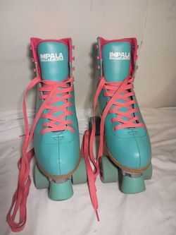 Impala Quad Roller Skates Aqua Pink Womens Size 11