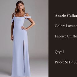 Azazie Callan Lavender Dress (Prom/Formal/Wedding)