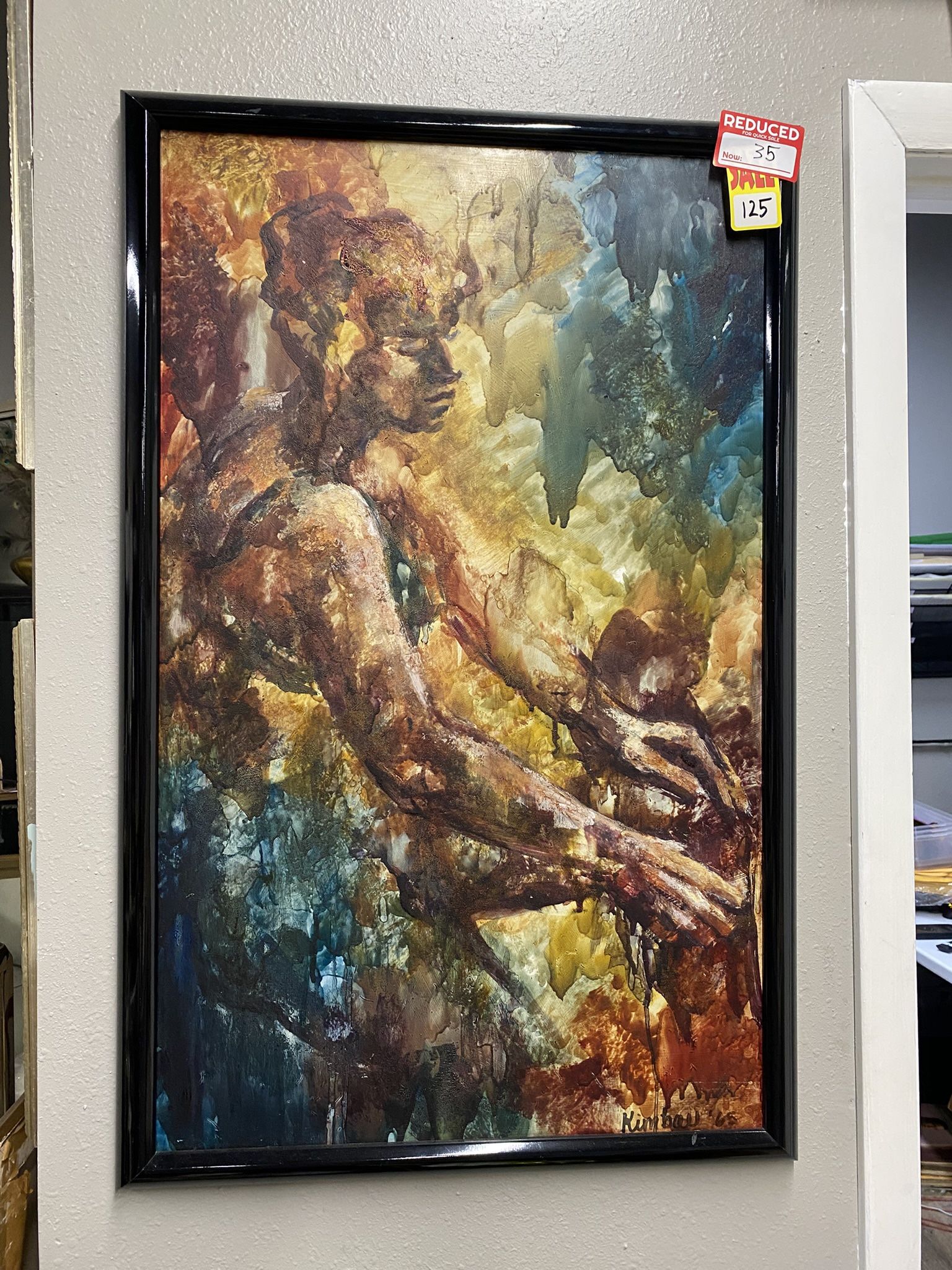 Beautiful Abstract Female Portrait - 35” x 23” Excellent Condition! Signed 1965