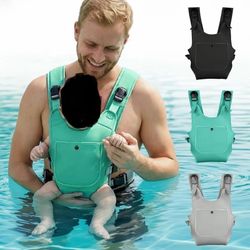 Neoprene Water Baby Carrier Newborn to Toddler, Ergonomic Waterproof Infant Chest Holder (Black)