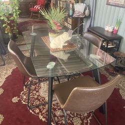 Glass Table With 6 Leather Chairs .. 90.00