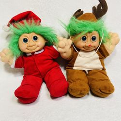 12” 80s 90s Christmas Holiday Time Troll Dolls Plush Cuddly Cute Trolls