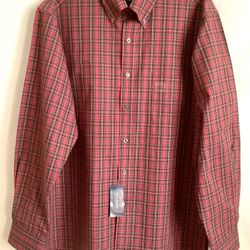 Club Room Men’s Plaid Button Up Shirt Sz (Neck 16” - 16.5”; Sleeve 34/35) NWT