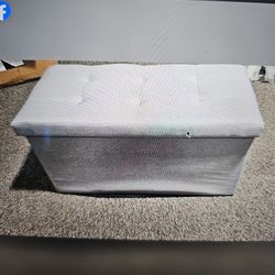 New Gray Fabric Storage Ottoman