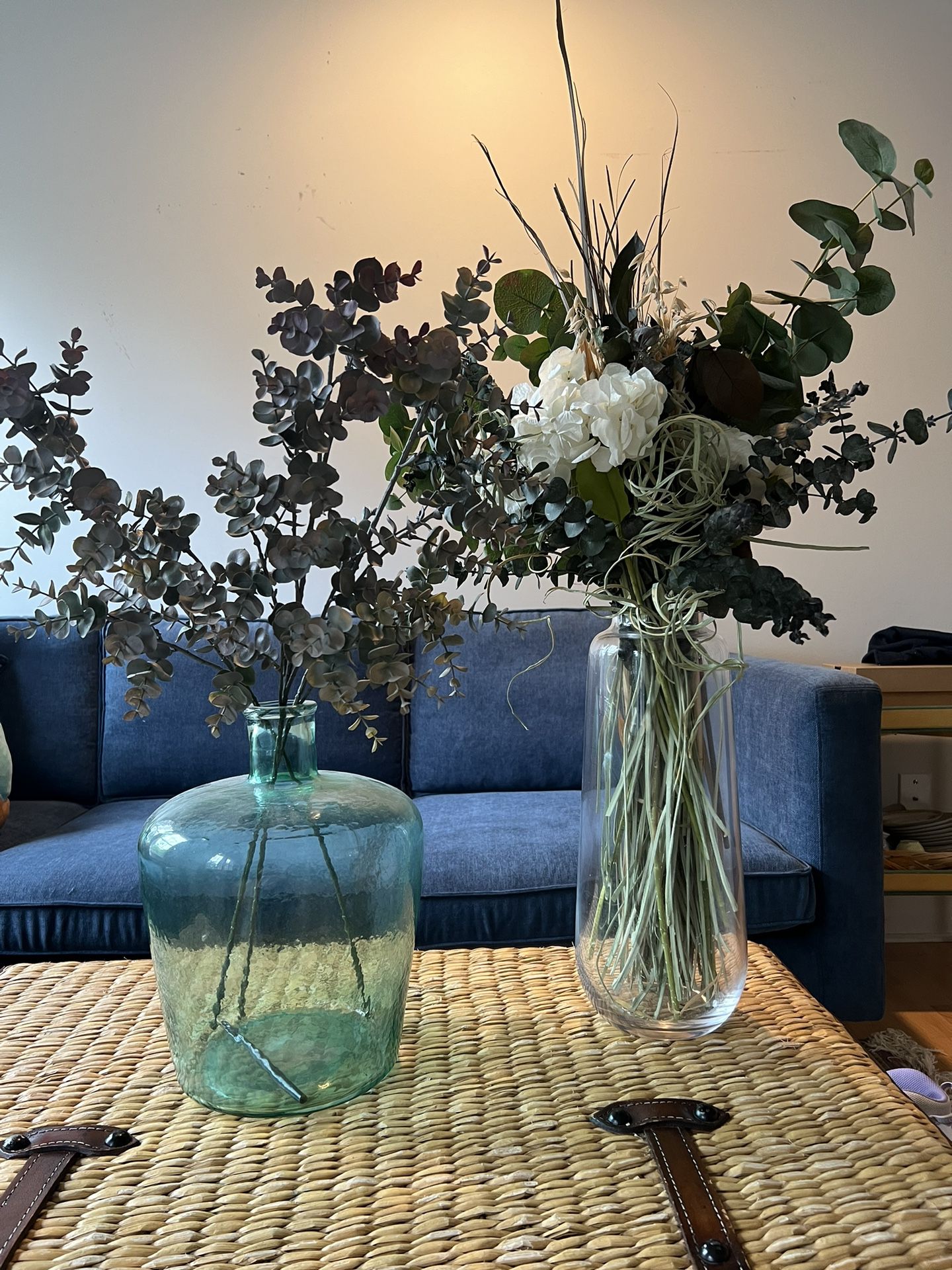 Glass Vase Designer Faux Flowers Arrangement