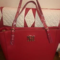 Beautiful Nwt Badgley Mischka Large Red Tote Purse Bag