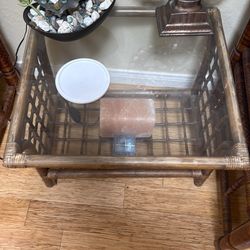 Rataan Vintage Glass Coffee Table