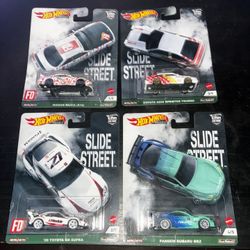 Hot Wheels Edition Slide Street NISSAN S14, TOYOTA AE86 Sprinter Trueno, 20 TOYOTA GR SUPRA, PANDEM SUBARU BRZ 
