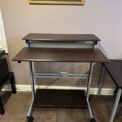 Mobile standing office desk on wheels