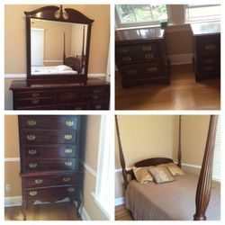 Bedroom set w new memory mattress and 48" tv