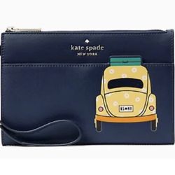 Kate Spade Beep Beep Medium Wristlet Blazer Blue K6033 New With tags 