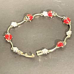 Sweet Crystal Ladybug Bracelet 7.5”