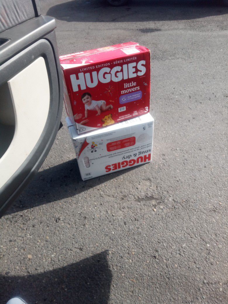 Size 5 And Size 3 Huggies Both Boxes For $50&