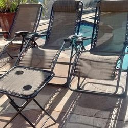 Zero Gravity Lounge Chair Set Outdoor Furniture Fold up & Coffee Table Pool Deck Yard Dock Balcony Lawn Beach Boat Travel Camping 
