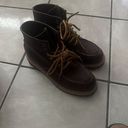 Red Brown Leather Boots 