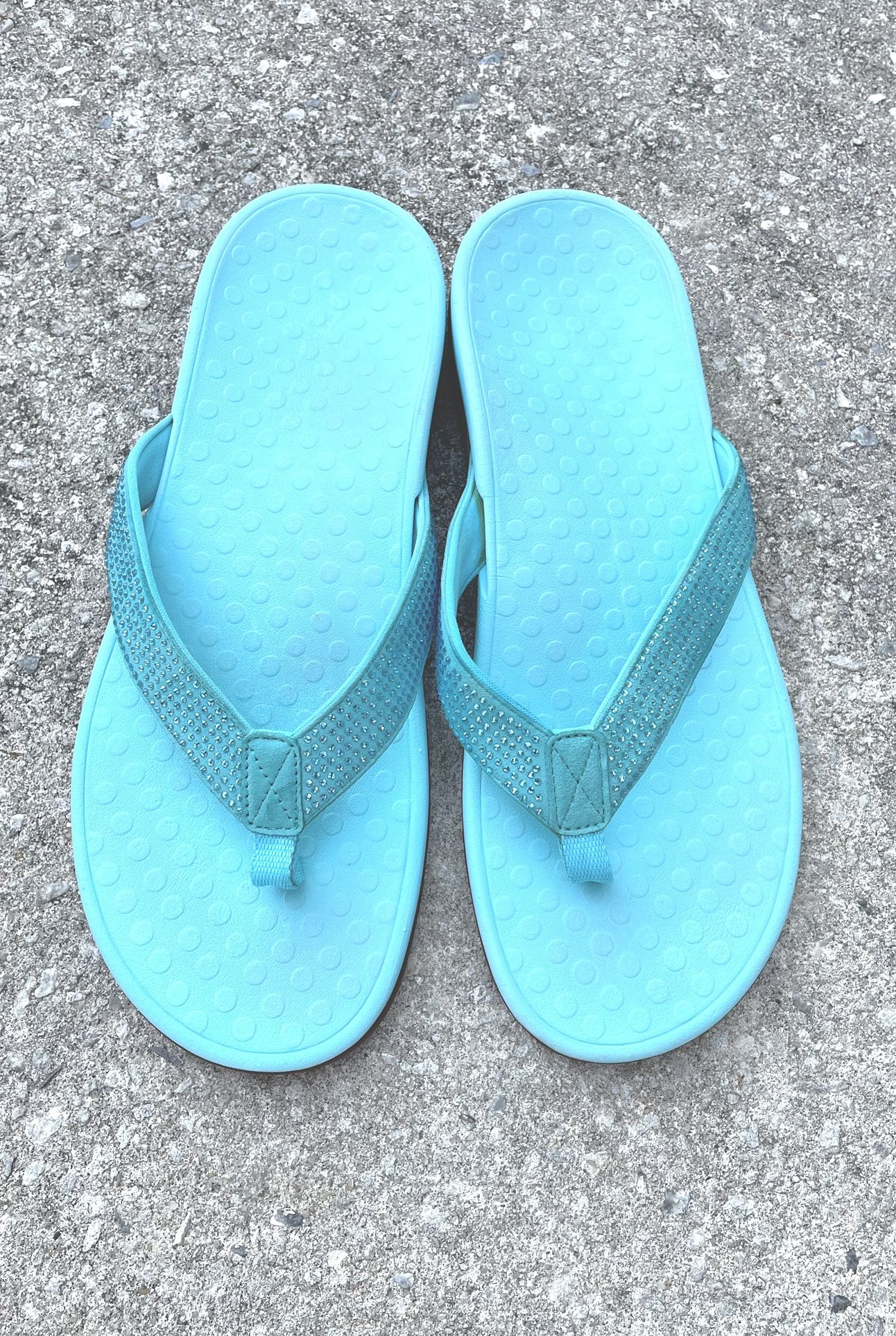 VIONIC Aqua Blue Tiders Sandals - 11M - Rubber Bottom w/ Rhinestones -*NO LABEL*