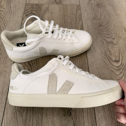 Veja White Leather Sneakers V Logo