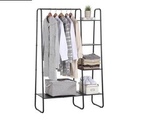 SunnyPoint Freestanding Clothes Metal Garment and Accessories, Organizer Closet Rack (BLACK)