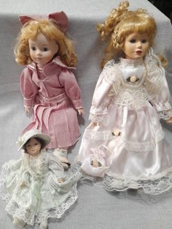 Lot of 3 Porcelain Collector Dolls